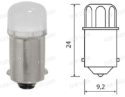 Светодиод 12V T 8 2SMD(2835) 3CHIP MT BA9s WHITE АВТОСВЕТ 301109