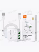 Зарядное устройство (сетевое 220V) LDNIO A3312 3USB порта 17W (3,4А)+кабель Type-C  White LD_B4562