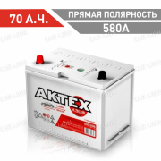Аккумулятор автомобильный Актех 70 А.ч.  580А ASIA  прямая полярность 258х172х220 