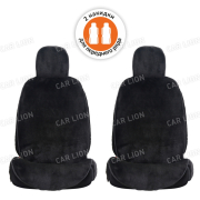 Накидка на сиденье каркасная универсальная, меховая SENATOR MW Denali с боковой защитой + антислип. 2шт. чёрный SM0052BK