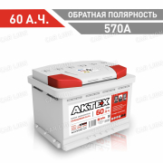 Аккумулятор автомобильный Актех 60 А.ч.  570А обратная полярность 242x175x190