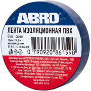 Изолента ABRO (синяя) 15мм х 18,2м   ET-912-15-18-BLU-RW