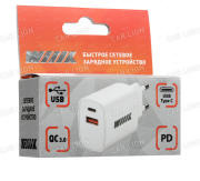 Зарядное устройство (сетевое 220V) WIIIX 1USB+Type-C 20Вт QC 3.0 белый,UNNK-4-2-02-QCPD 12119