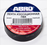 Изолента ABRO (чёрная) 18мм х 9,1м   ET-912-18-10-BLK-RW