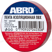 Изолента ABRO (красная) 15мм х 18,2м   ET-912-15-18-RED-RW