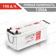 Аккумулятор автомобильный Актех 190 А.ч.  1350А прямая полярность универсальная клемма 513x223x217