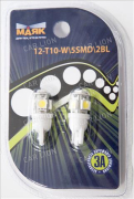 Светодиод T10 W2.1x9.5d 12V б/ц WHITE  5SMD (габарит,повторитель) к-т 2шт. (5579)