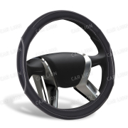 Оплетка AZARD SIGMA Leather M 38см. вставки Карбон под хват с серой окантовкой, черный OPLA0180