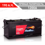 Аккумулятор автомобильный Fire Ball 190 А.ч. 1200А болт прямая полярность (-- +) 513x223x217