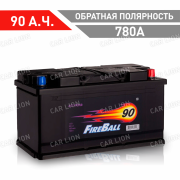 Аккумулятор автомобильный Fire Ball 90 А.ч. 780А обратная полярность 353x175x190