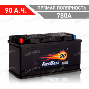 Аккумулятор автомобильный Fire Ball 90 А.ч. 780А прямая полярность 353x175x190