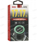 Зарядное устройство USB WIIIX 2 USB-порта (17Вт) подсвет, черн пласт UCC-5-2-02ANT 5902