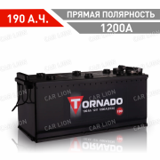 Аккумулятор автомобильный Tornado 190 А.ч. 1200А болт прямая полярность (-- +) 518x240x242