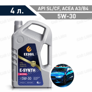 Моторное масло EXSOIL E-SYNTH Extra SAE 5W-30 API SL/CF ACEA A3/B3/B4 MB 229.1; Renault RN0700; VW 502 00/505 00; AVTOVAZ синтетическое 4л.